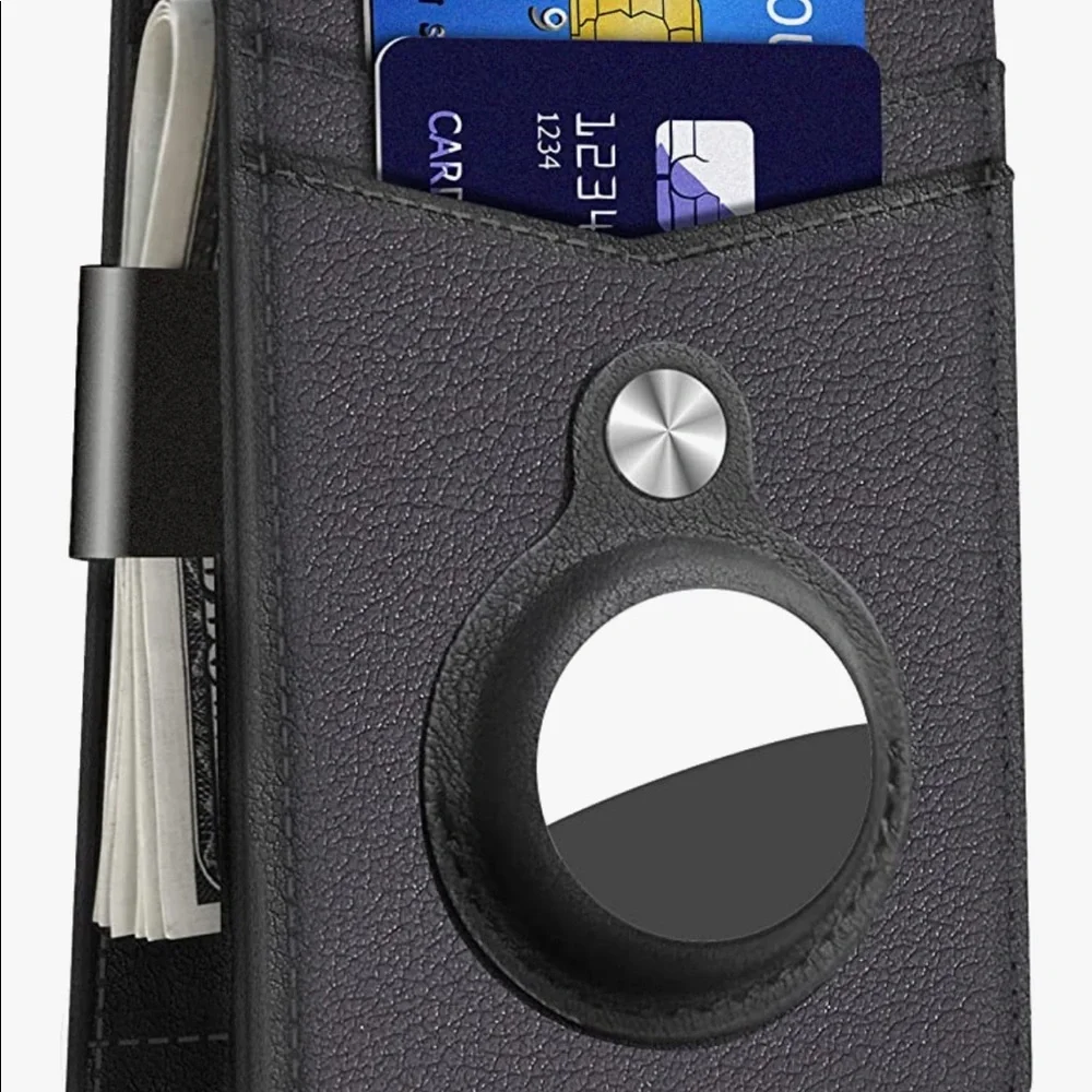 Mens Slim Bifold Wallet With Integrated Case Holder for AirTag